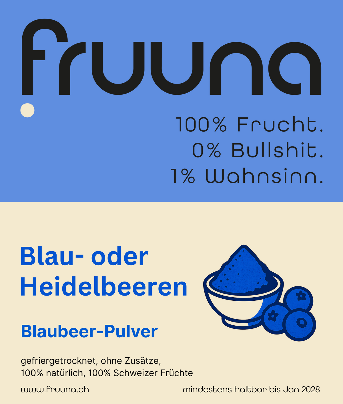 Blaue Power: gefriergetrocknete Schweizer Blau- oder Heidelbeeren als Pulver, 180g