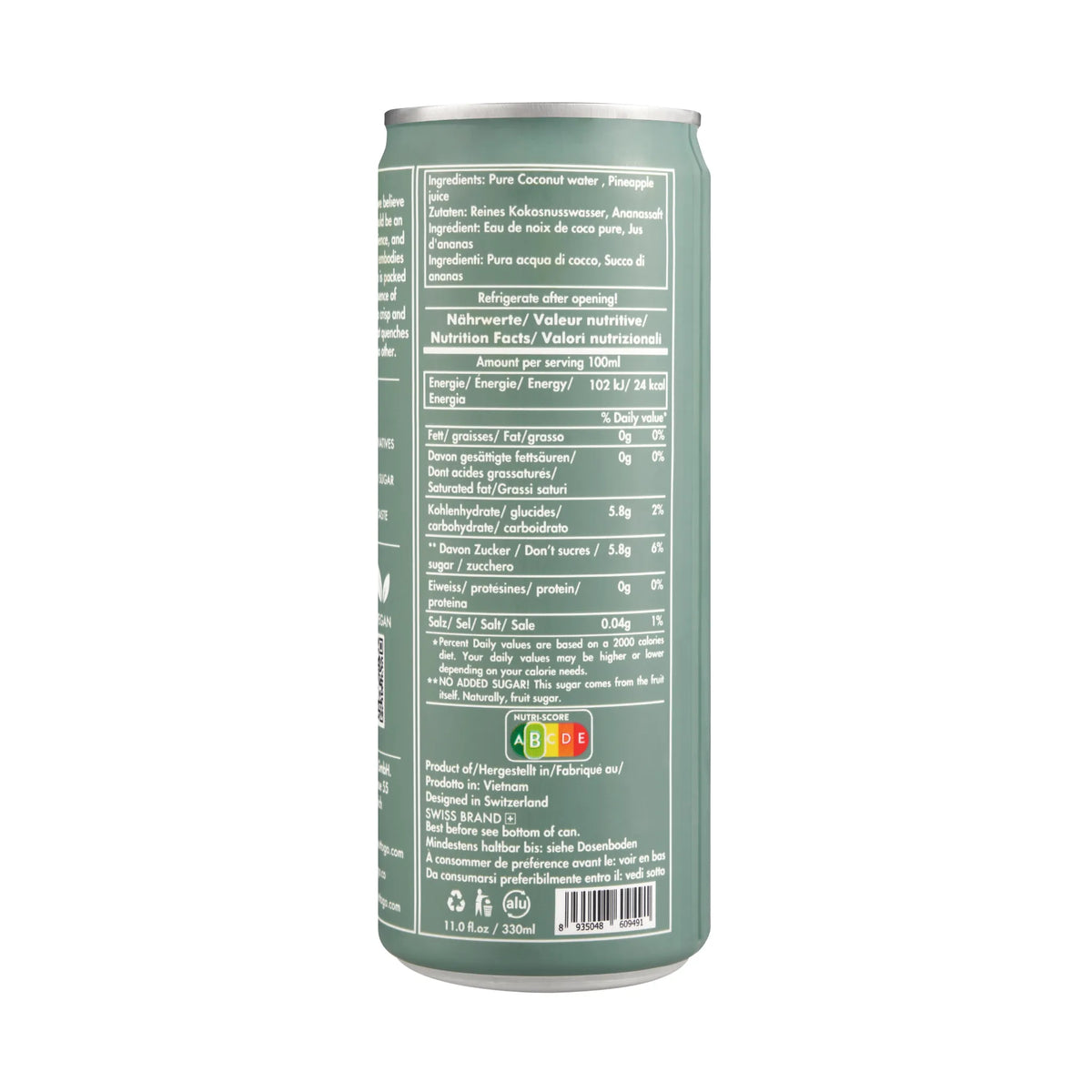 COCONUT WATER + PINEAPPLE 24x330ml