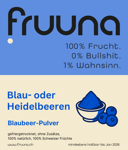 Blaue Power: gefriergetrocknete Schweizer Blau- oder Heidelbeeren als Pulver, 180g