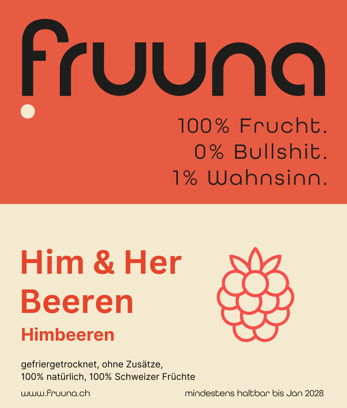 MINI - Him- & Her-Beeren: gefriergetrocknete Schweizer Himbeeren, 20g