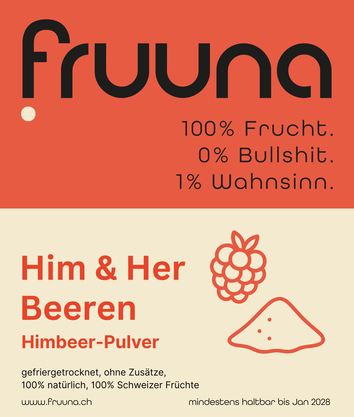 Him- & Her-Beeren: gefriergetrocknete Schweizer Himbeeren als Pulver, 190g